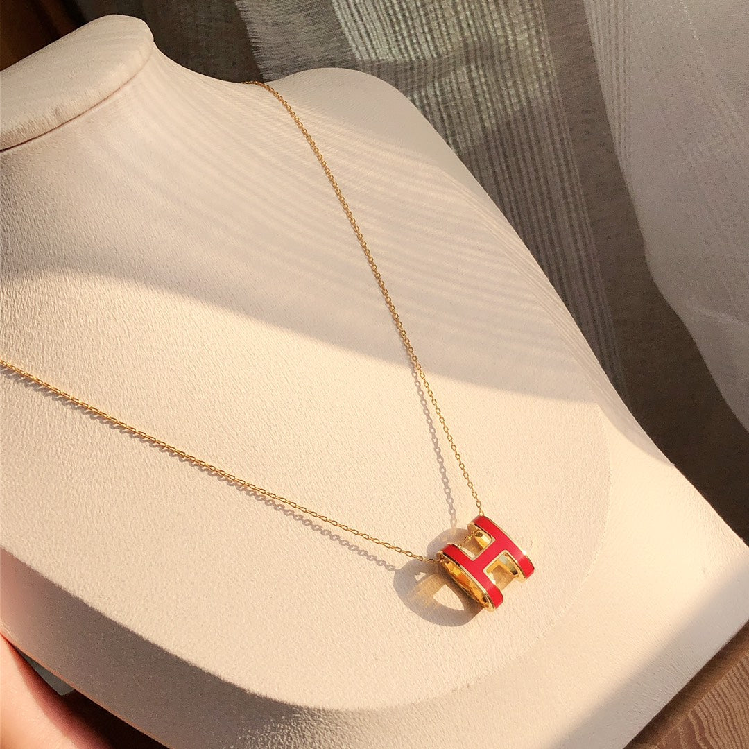 [Grace Jewelry]HM CLIC RED ENAMEL GOLD NECKLACE