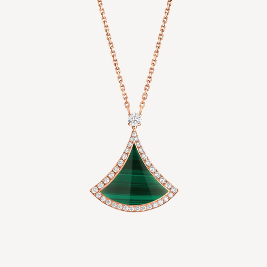 [Grace Jewelry]DREAM MALACHITE DIAMOND PAVED PINK GOLD NECKLACE