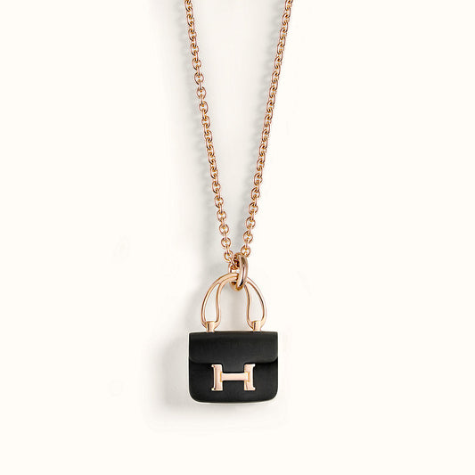 [Grace Jewelry]CONSTANCE BLACK PEDANT PINK GOLD NECKLACE