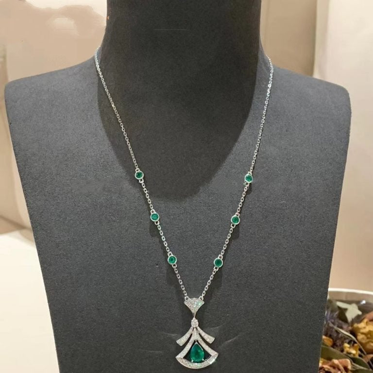 [Grace Jewelry]DREAM NECKLACE MALACHITE DIAMOND SILVER