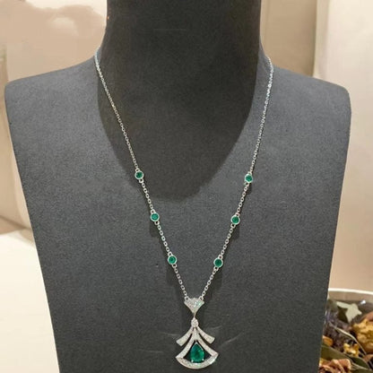 [Grace Jewelry]DREAM NECKLACE MALACHITE DIAMOND SILVER