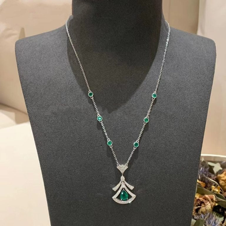 [Grace Jewelry]DREAM NECKLACE MALACHITE DIAMOND SILVER