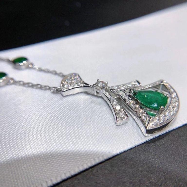 [Grace Jewelry]DREAM NECKLACE MALACHITE DIAMOND SILVER