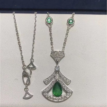 [Grace Jewelry]DREAM NECKLACE MALACHITE DIAMOND SILVER