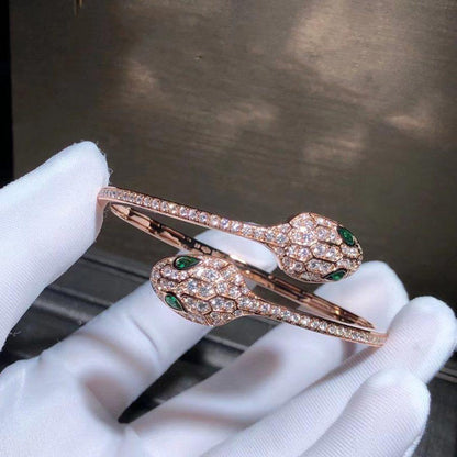 [Grace Jewelry]SERPENTI BRACELET PINK GOLD MALACHITE DIAMOND DOUBLE SNAKE