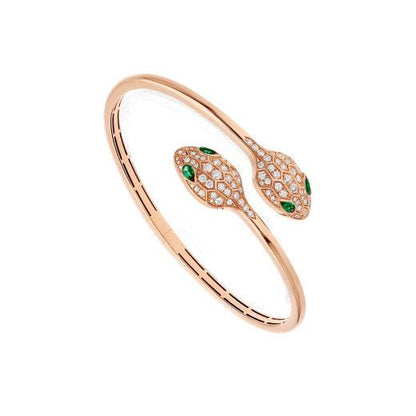 [Grace Jewelry]SERPENTI BRACELET PINK GOLD MALACHITE DIAMOND DOUBLE SNAKE