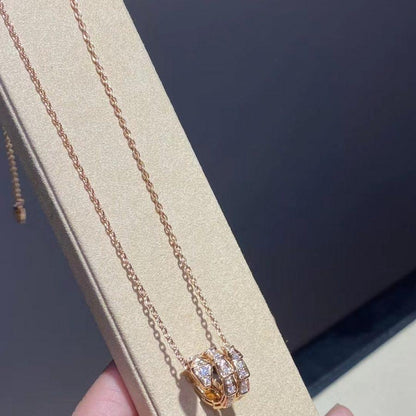 [Grace Jewelry]SERPENTI PINK GOLD NECKLACE DOUBLE RING DIAMOND