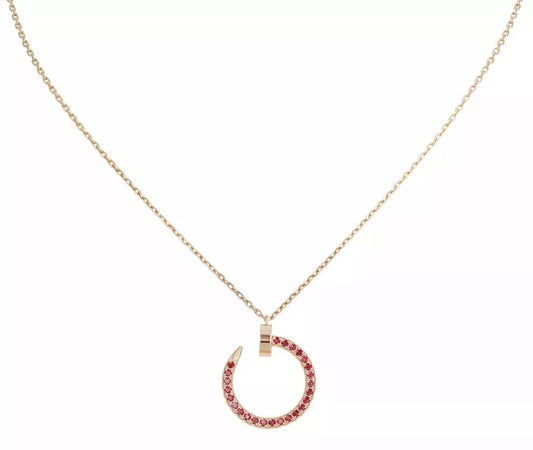 [Grace Jewelry]JUSTE NECKLACE PINK GOLD RED DIAMONDS