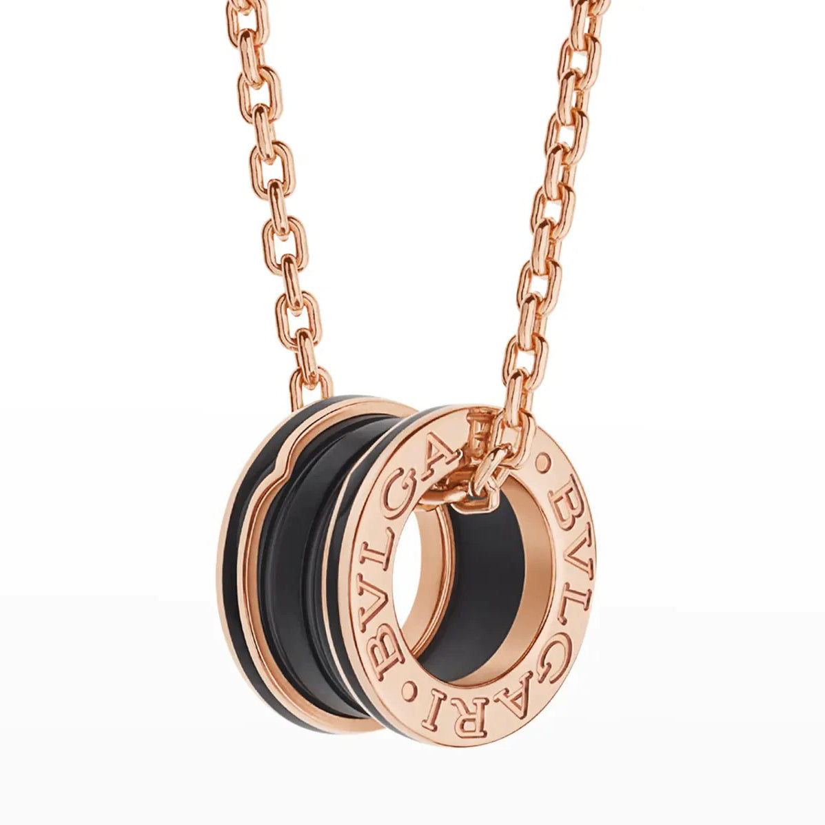 [Grace Jewelry]ZERO 1 BLACK CERAMIC PINK GOLD NECKLACE