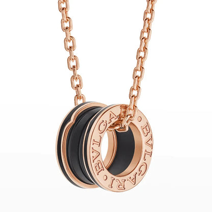 [Grace Jewelry]ZERO 1 BLACK CERAMIC PINK GOLD NECKLACE