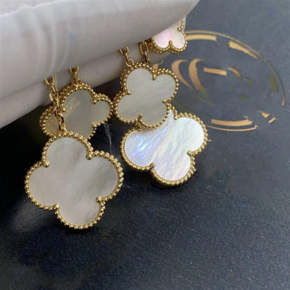 [Grace Jewelry]CLOVER EARRINGS WHITE MOP 4 MOTIFS GOLD