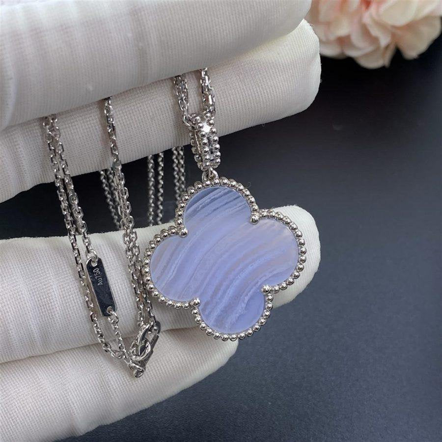 [Grace Jewelry]CLOVER SILVER CHALCEDONY BIG CLOVER NECKLACE