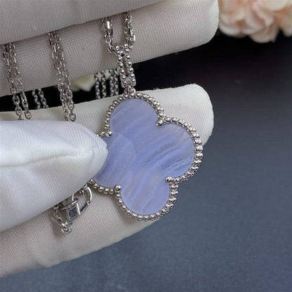 [Grace Jewelry]CLOVER SILVER CHALCEDONY BIG CLOVER NECKLACE