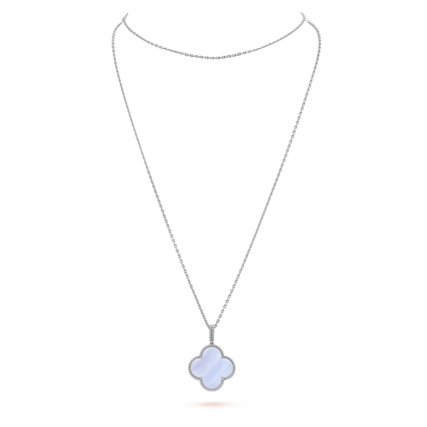 [Grace Jewelry]CLOVER SILVER CHALCEDONY BIG CLOVER NECKLACE