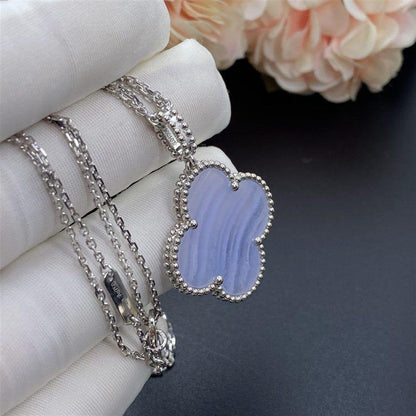 [Grace Jewelry]CLOVER SILVER CHALCEDONY BIG CLOVER NECKLACE