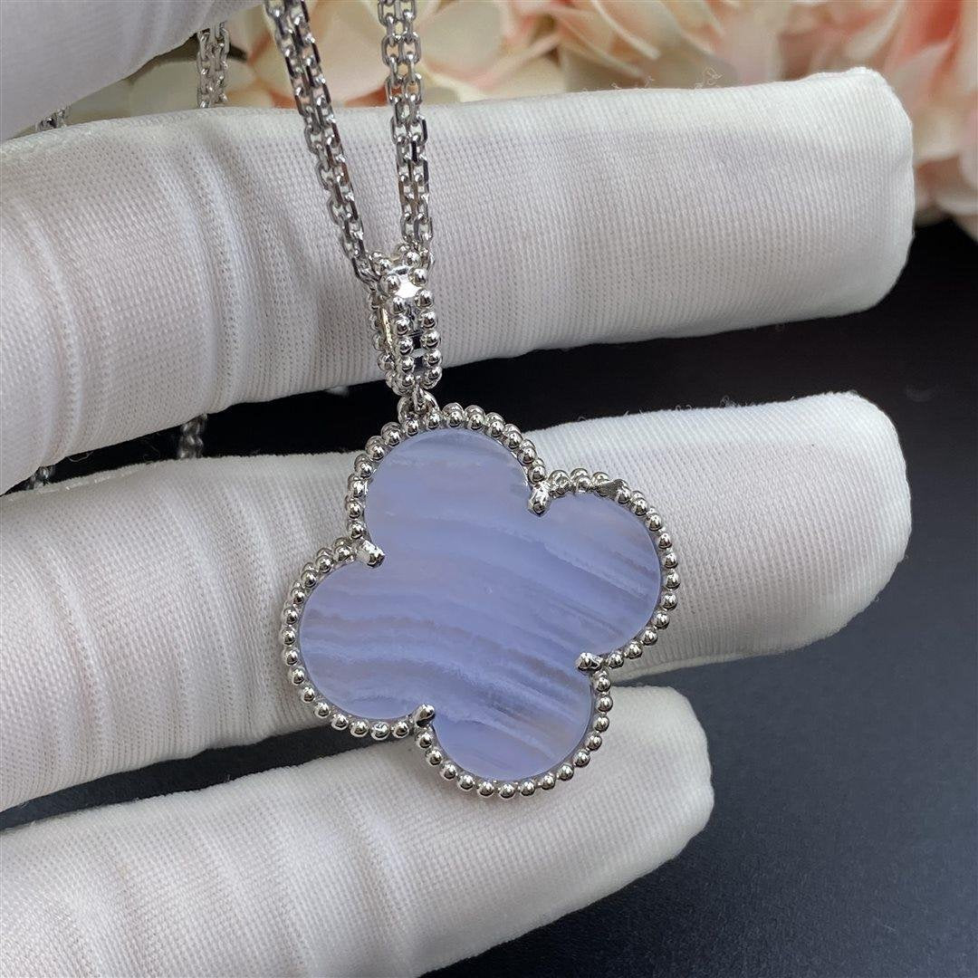 [Grace Jewelry]CLOVER SILVER CHALCEDONY BIG CLOVER NECKLACE