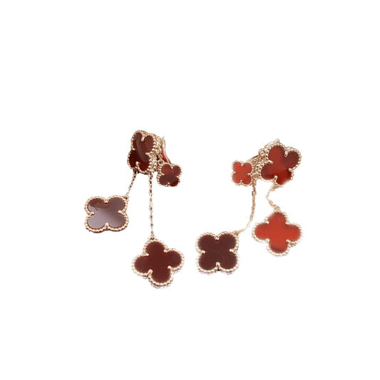 [Grace Jewelry]CLOVER EARRINGS CARNELIAN 4 MOTIFS PINK GOLD