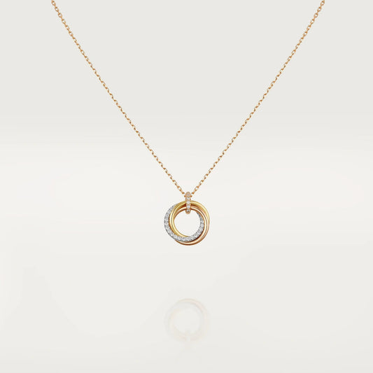 [Grace Jewelry]TRINITY NECKLACE SILVER GOLD PINK GOLD DIAMONDS