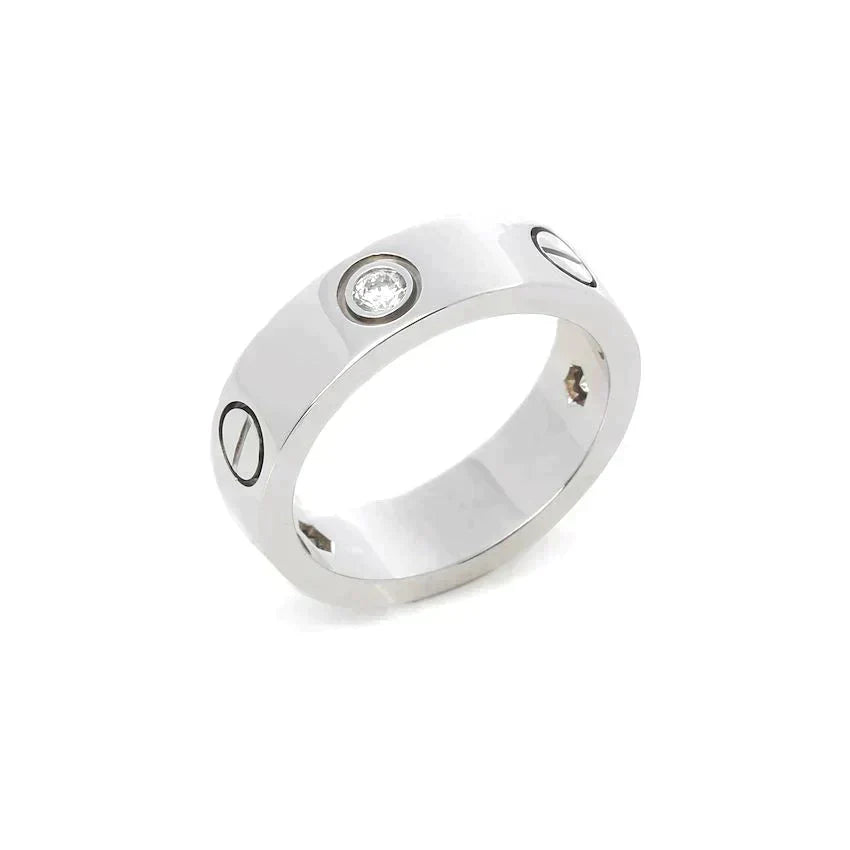 [Grace Jewelry]LOVE RING 5.5MM 3 DIAMONDS SILVER